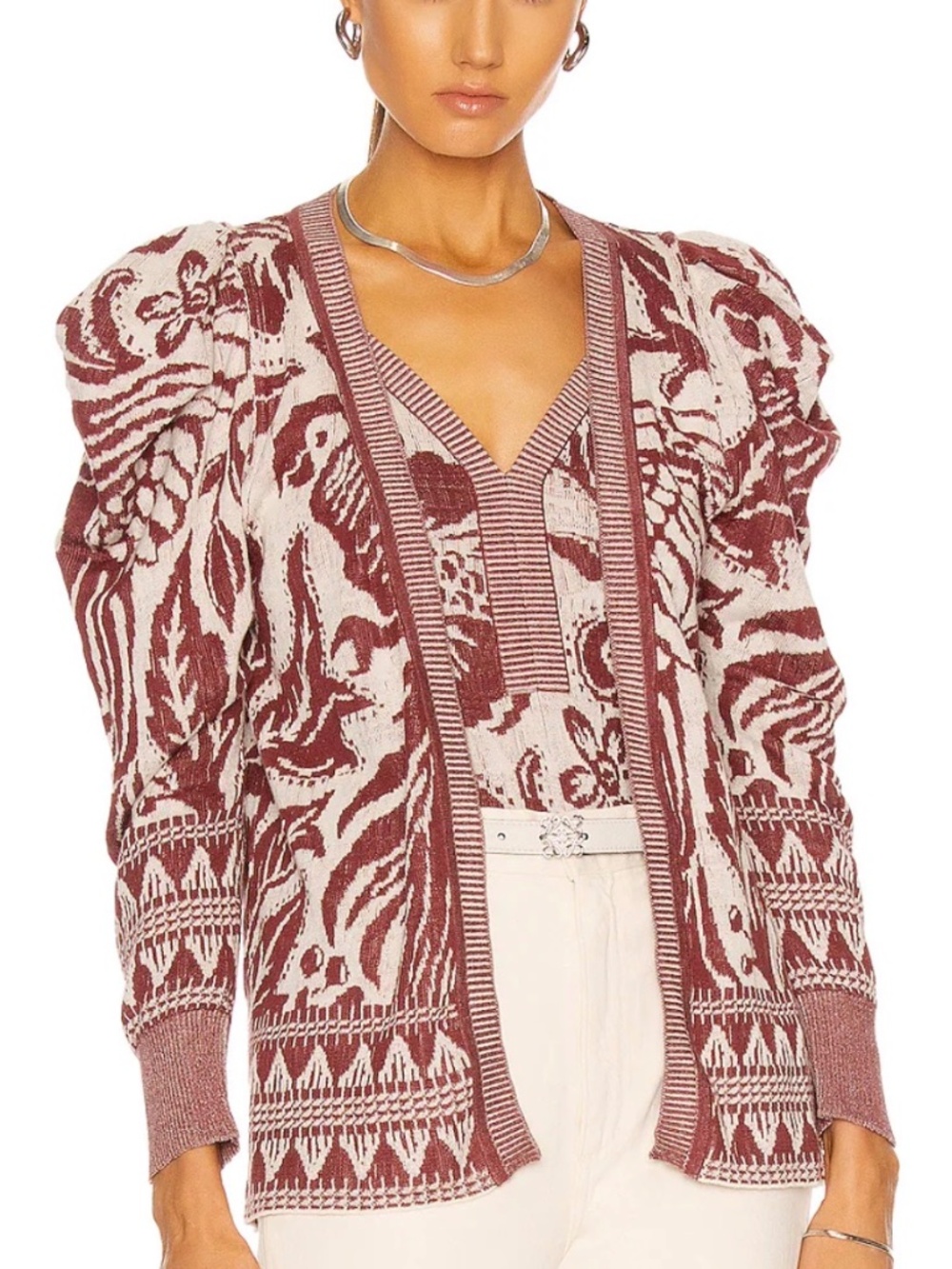NWT JOHANNA ORTIZ Wine Midst Bodysuit with Cardigan size Small